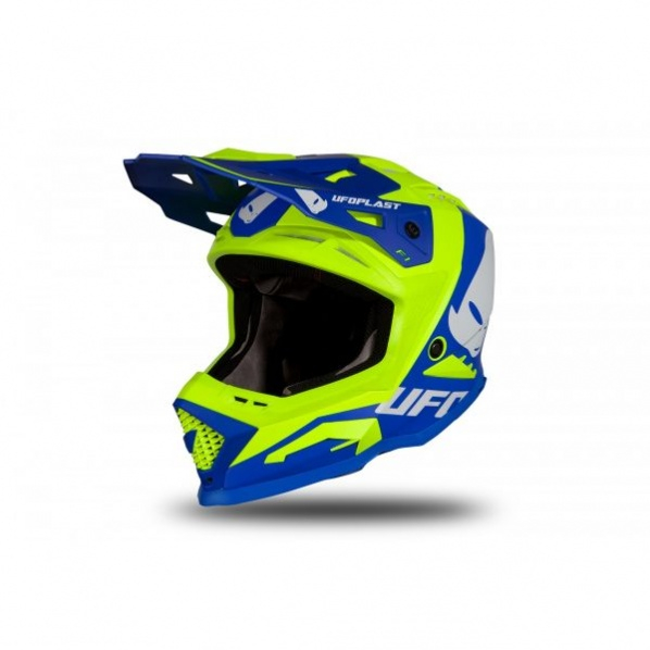 Casca motocross/enduro Ufo Plast Echus, fibra de sticla, culoare albastru/galben-fluo, marime M [5]