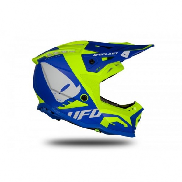 Casca motocross/enduro Ufo Plast Echus, fibra de sticla, culoare albastru/galben-fluo, marime M [2]