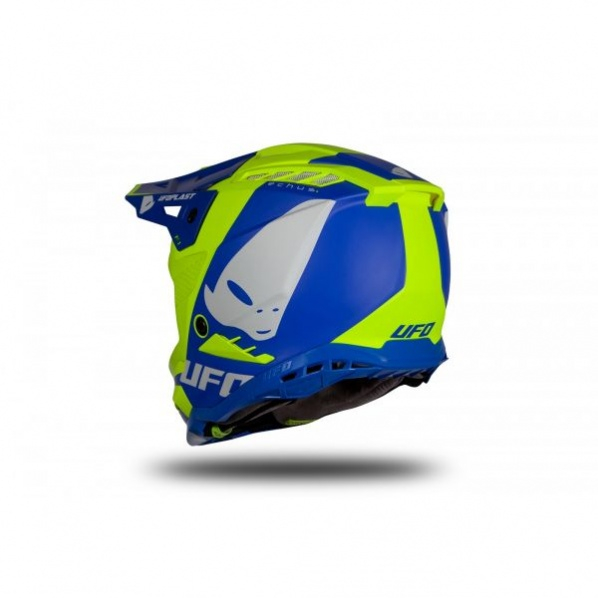 Casca motocross/enduro Ufo Plast Echus, fibra de sticla, culoare albastru/galben-fluo, marime M [3]