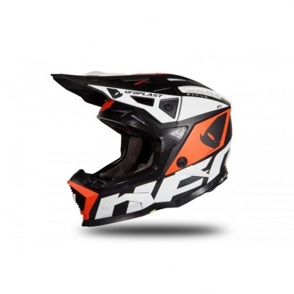 Casca motocross enduro Ufo Plast Echus, fibra de sticla, culoare negru portocaliu, marime L