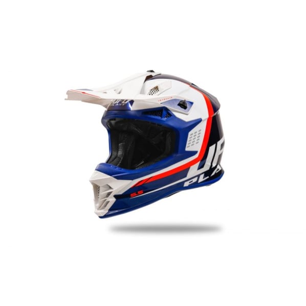 Casca motocross enduro Ufo Plast Intrepid, culoare albastru alb, marime L