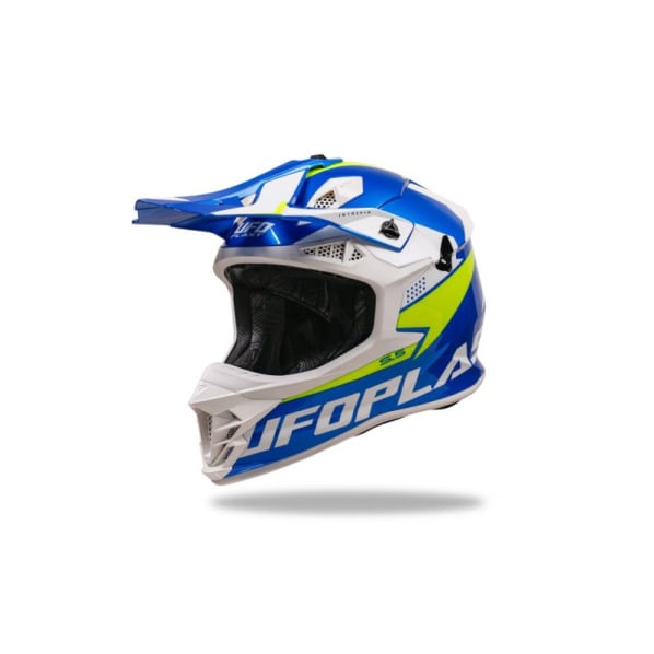 Casca motocross enduro Ufo Plast Intrepid, culoare albastru galben, marime M