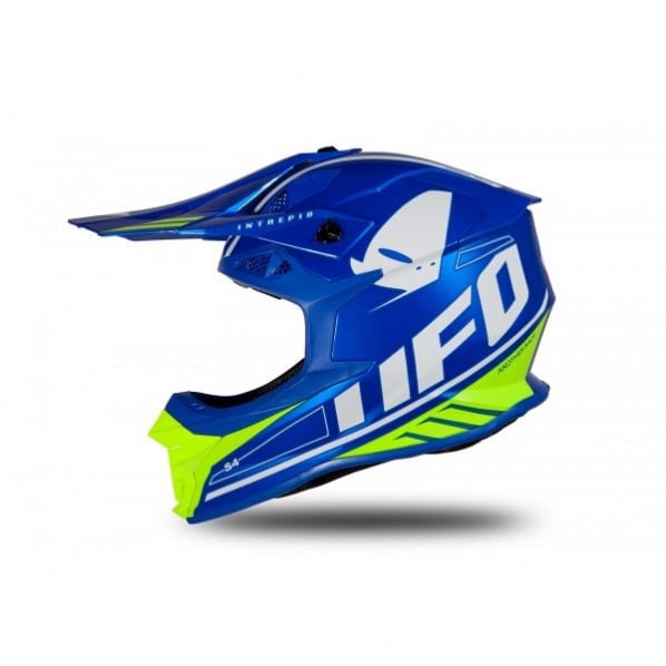 Casca motocross enduro Ufo Plast Intrepid, culoare albastru verde fluo, marime M