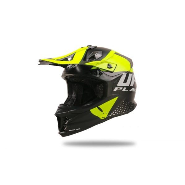 Casca motocross enduro Ufo Plast Intrepid, culoare negru galben fluo, marime XS