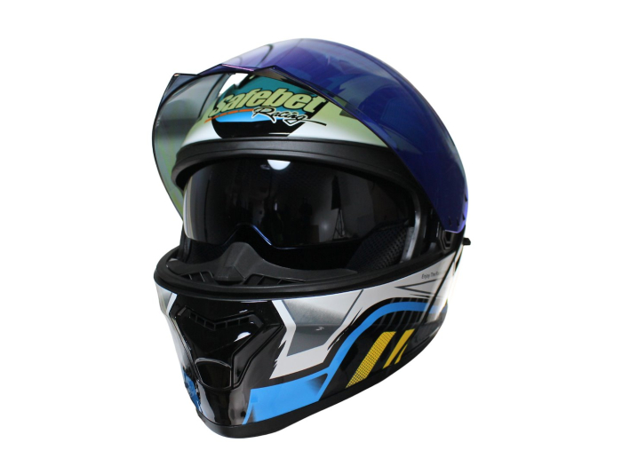 Casca moto rabatabila cu ochelari Safebet HF-130 Z62-B, Culoare Negru/Albastru, Marime XXL [4]