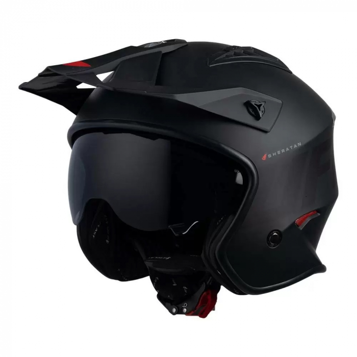 Casca semi-integrala Ufo Plast Sheratan Jet, vizor fumuriu, culoare negru mat/rosu, marime L [2]