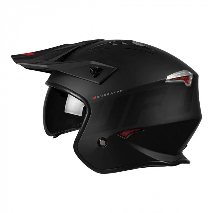 Casca semi-integrala Ufo Plast Sheratan Jet, vizor fumuriu, culoare negru mat/rosu, marime L [7]