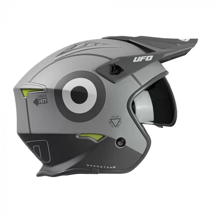 Casca semi-integrala Ufo Plast Sheratan Net Jet, vizor fumuriu, culoare gri mat, marime XL [9]