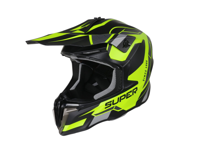 Casca Super Enduro 01, Culoare Negru Turcoaz, Marime S, 55-56 Cm