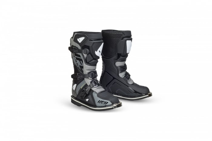 Cizme atv cross Ufo Typhoon, pentru copii, culoare negru gri, marime 34