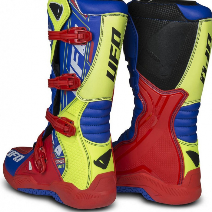 Cizme motocross Ufo Plast ELEKTRON , culoare rosu/albastru/ galben fluorescent, marime 43 [2]