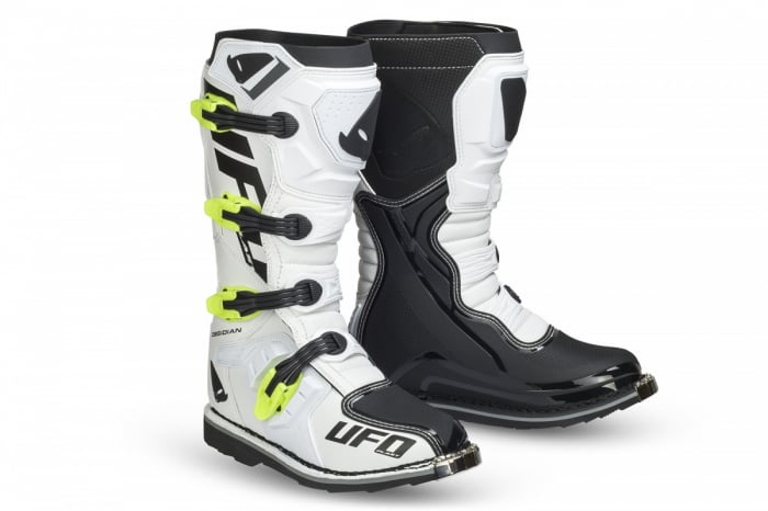 Cizme Motocross Ufo Plast OBSIDIAN, culoare Alb Negru Verde, marime 43