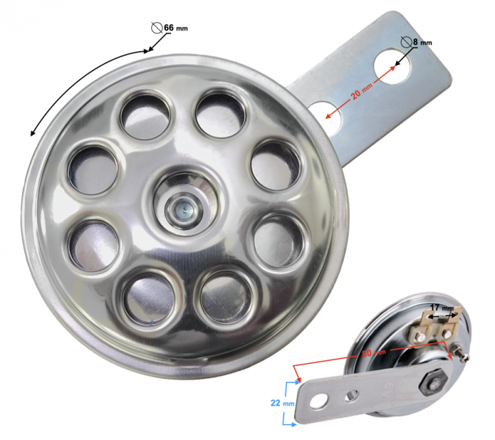 Claxon cromat, 6V [3]