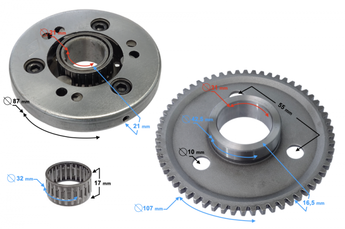 Cuplaj bendix 4T, 125cc, Ø22mm [3]