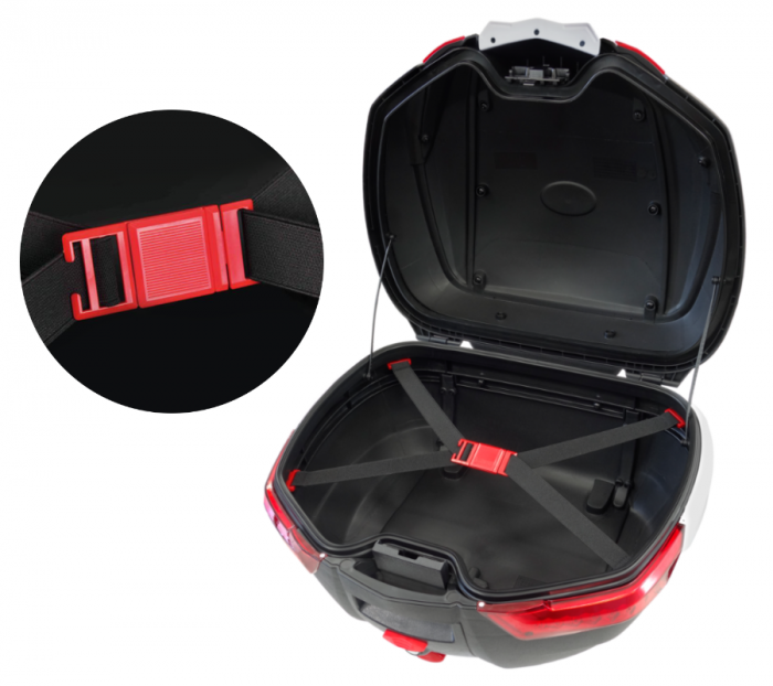 Cutie cu suport 35L, Moretti MR-888, culoare negru/rosu, reflector rosu [3]