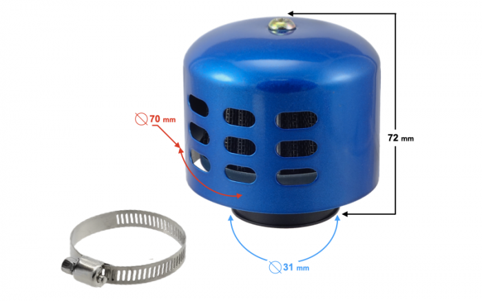 Filtru aer conic, diametru 31mm si protectie albastra [2]