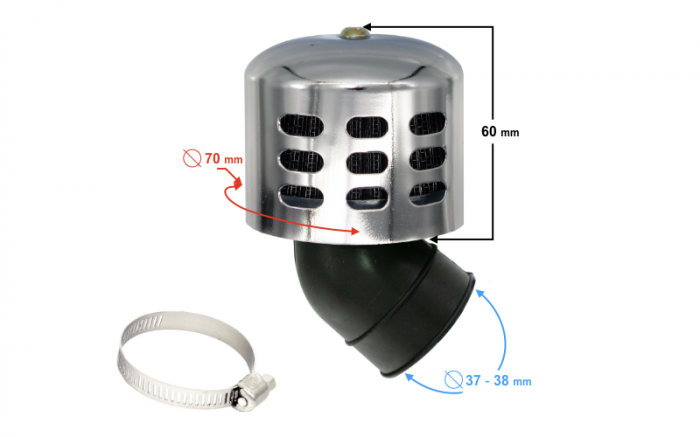 Filtru aer conic, diametru 38mm si protectie argintie [2]