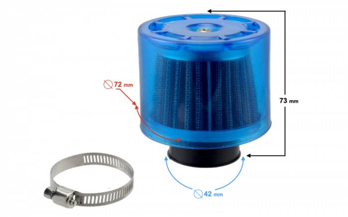 Filtru aer conic, diametru 42mm si protectie albastra [2]