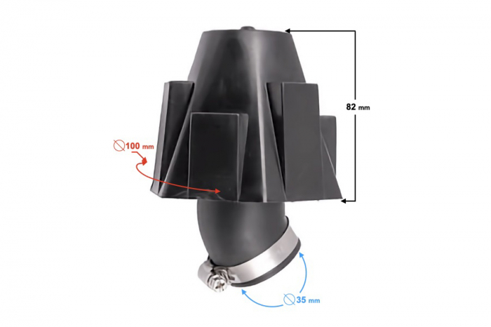 Filtru aer sport conic d.35mm, cot 45° [3]