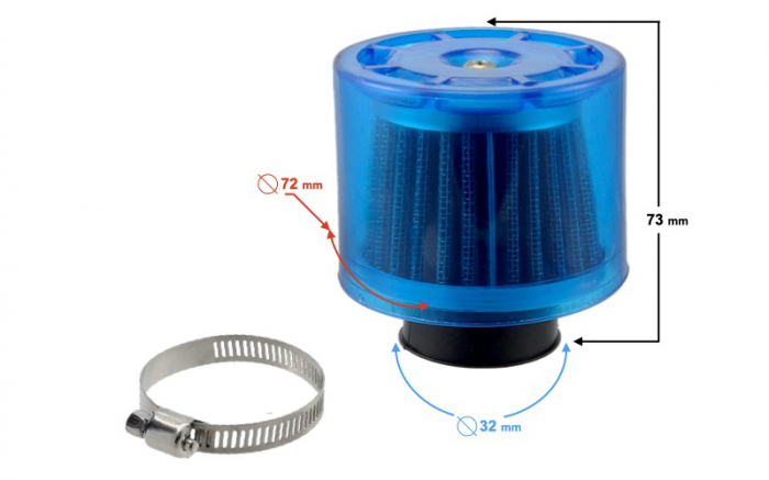 Filtru aer sport d.32mm, protectie plastic [2]