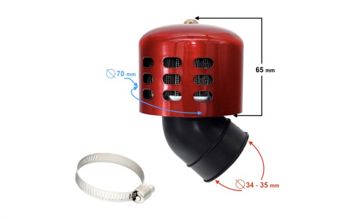 Filtru aer sport d.34mm, protectie, cot 45 grade [2]