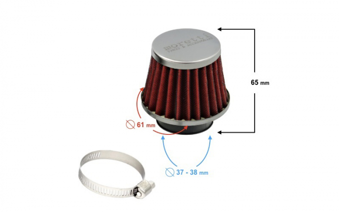 Filtru aer sport, d.38mm conic L-65mm [2]
