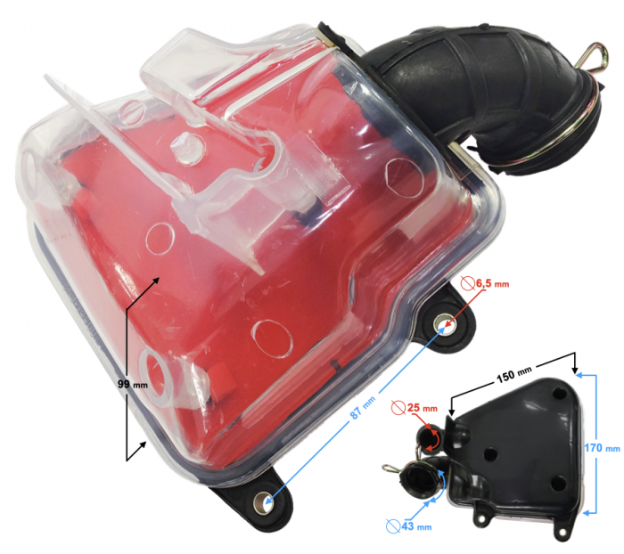 Filtru aer transparent Aprilia/Minarelli/China 2T, motor orizontal [3]