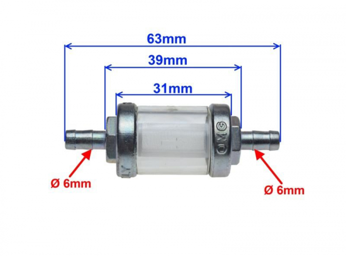 Filtru benzina metalic, transparent, 6 mm [2]