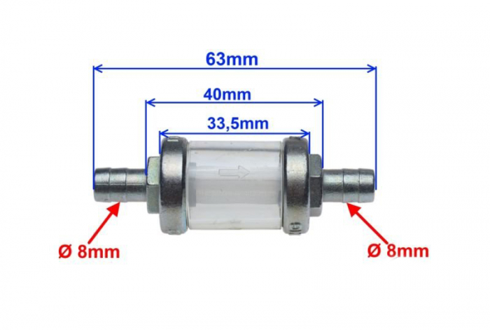 Filtru benzina metalic, transparent, 8 mm [2]