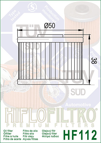 Filtru Ulei HF112 Gas Gas, Honda, Kawasaki, Polaris, Suzuki HifloFiltro [2]