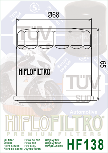 Filtru Ulei HF138 Negru Hiflofiltro Aprilia , Kawasaki , Arctic Cat, Kymco, Suzuki [2]