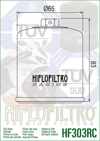 Filtru Ulei HF303 Racing Hiflofiltro Honda Kawasaki Yamaha Polaris [2]