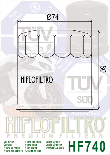 Filtru Ulei HF740 Hiflofiltro Yamaha Marine 69J-13440-01 Yamaha Marine 69J-13440-03 [2]
