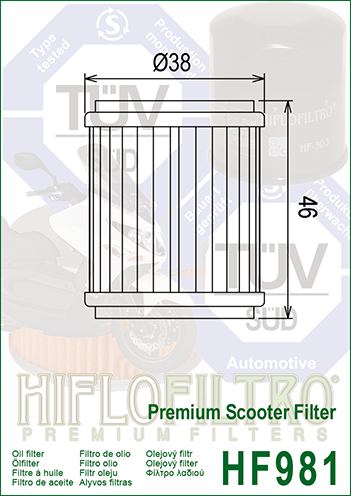 Filtru Ulei HF981 Hiflofiltro Yamaha 38B-E3440-00 Yamaha 5YP-E3440-00 [2]
