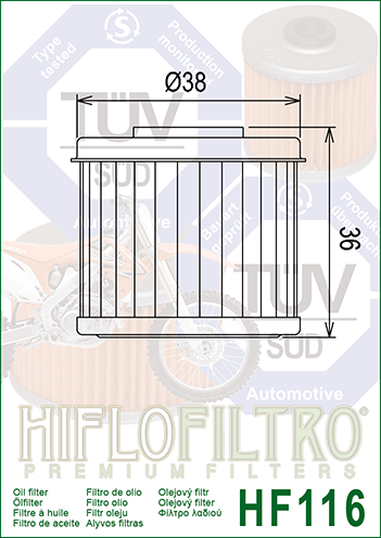 Filtru Ulei Hiflofiltro HF116 ,Honda, Husqvarna, Polaris [2]