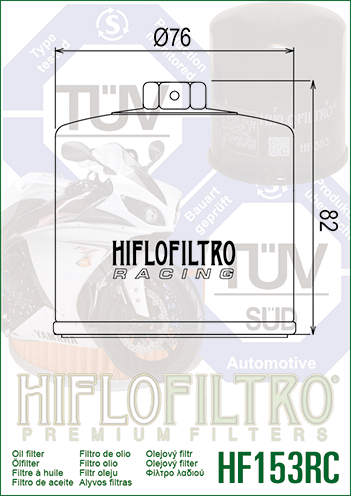 Filtru Ulei Racing HF153 Hiflofiltro Ducati 09 054 99 60 444.4.003.4A 444.4.003.5A 444.4.017.1A [2]