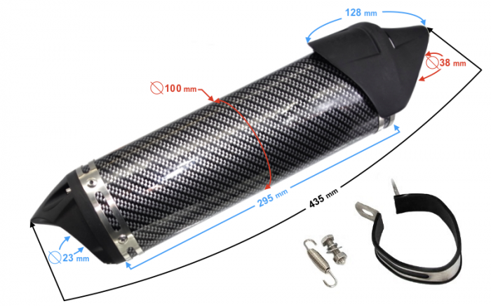 Final evacuare din aluminiu, diametru 32, carbon, culoare negru [2]