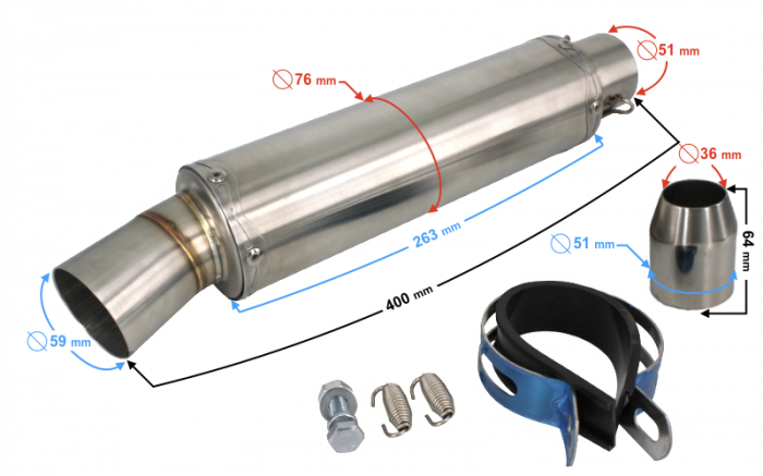 Final evacuare moto Tuning, intrare 51mm, culoare Titanium [2]