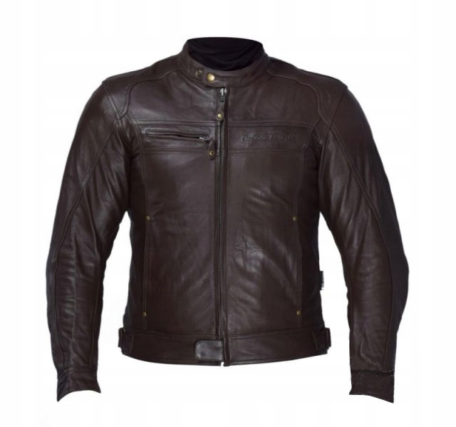 Geaca moto piele Leoshi, cu protectie spate, culoare maro, marime L [3]