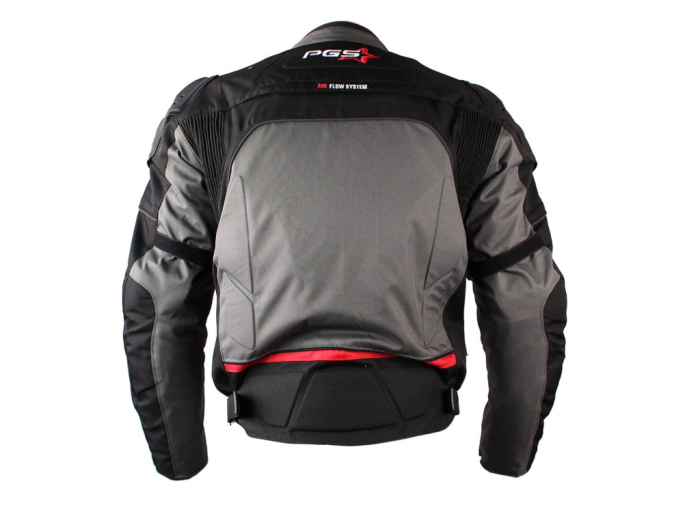 Geaca moto textila scurta PGS 12-13-2650, protectii coloana, coate si umeri, culoare gri/negru, marime M [3]