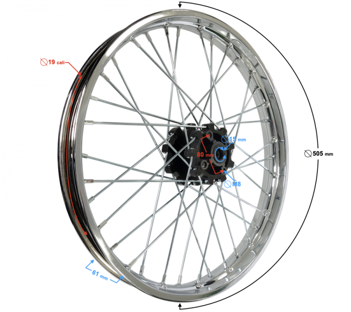 Janta fata cu spite 19"x1.6, pentru cross 150cc [2]