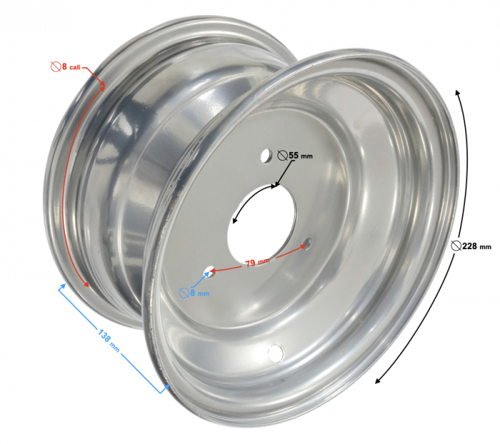 Janta fata ATV 8 x 5.5", 3 orificii de fixare [2]
