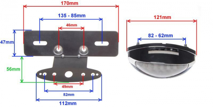 Lampa spate moto, Led, prindere sub carena/aripa, culoare cromat [2]