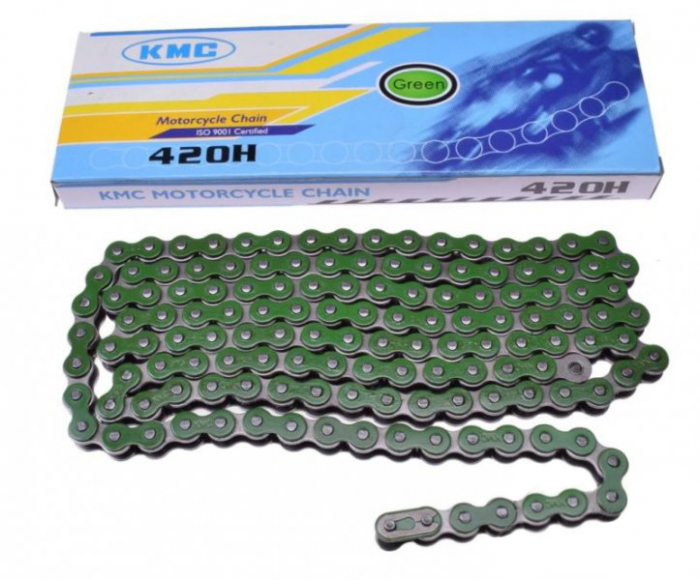 Lant transmisie moto/atv Kmc, pas 420h, 138 zale, culoare verde [2]