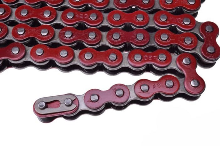 Lant transmisie moto, pas 420, 138 zale, culoare rosu [2]