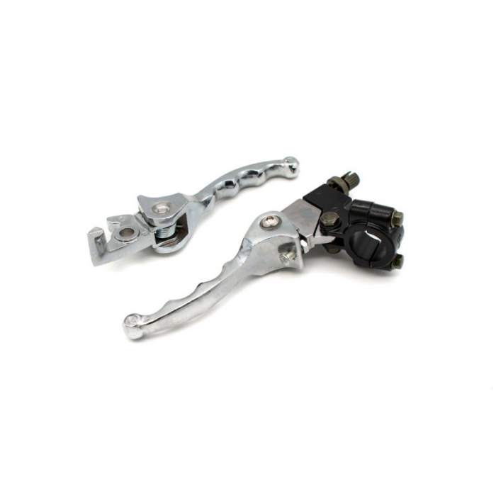 Set manete frana si ambreiaj cross 125, rabatabile, culoare argintiu