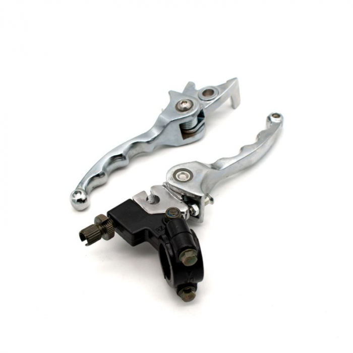 Set manete frana si ambreiaj cross 125, rabatabile, culoare argintiu [2]