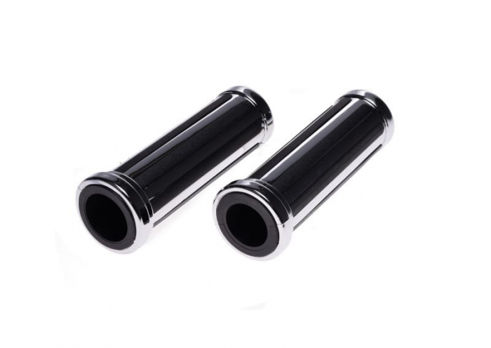 Mansoane moto din metal, culoare crom/negru [2]