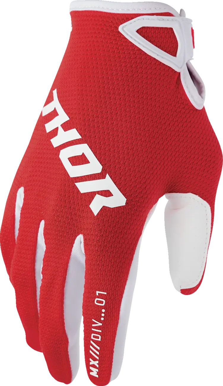 Manusi copii atv cross Thor LaunchMode Static, culoare rosu alb, marime 2YXS