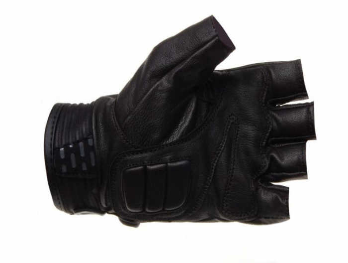 Manusi fara degete, din piele gaurita cu protectii, culoare negru, marime S [2]